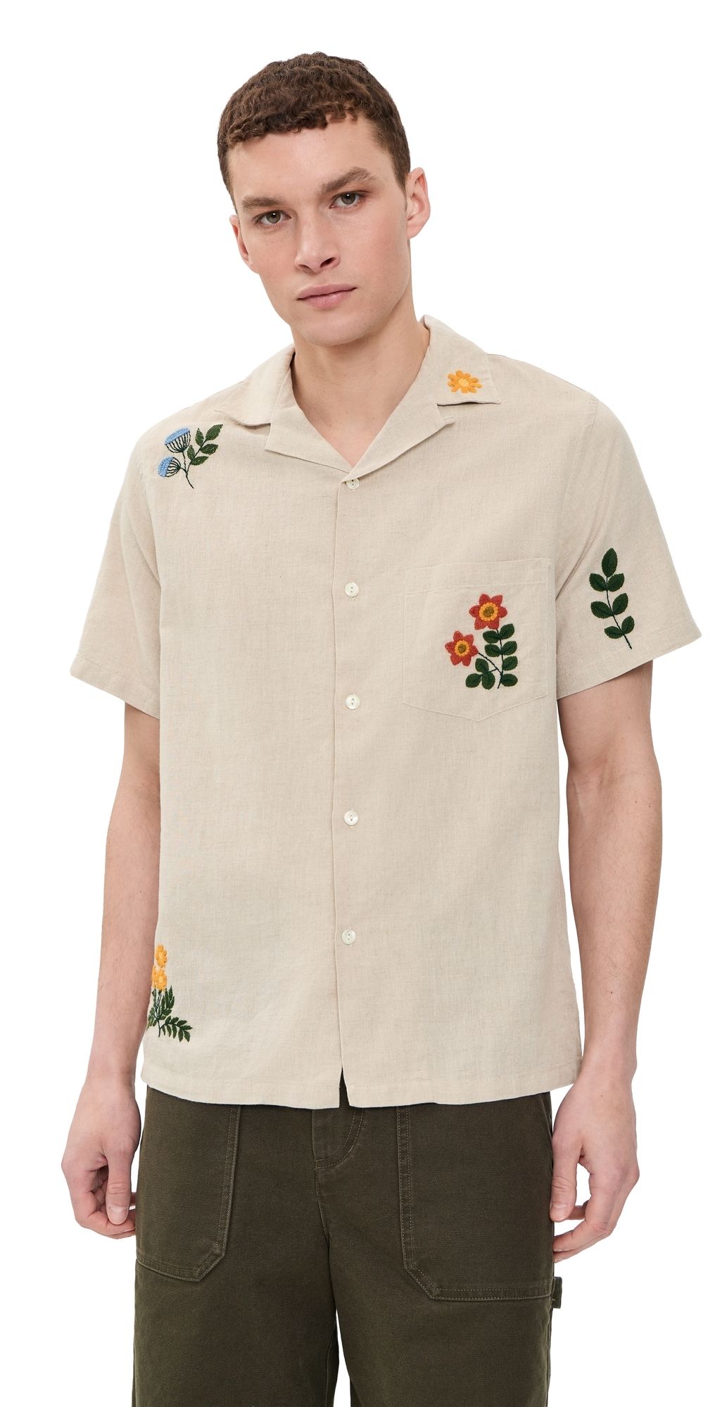 Portuguese Flannel Spring Embroidery Camp Shirt Raw S