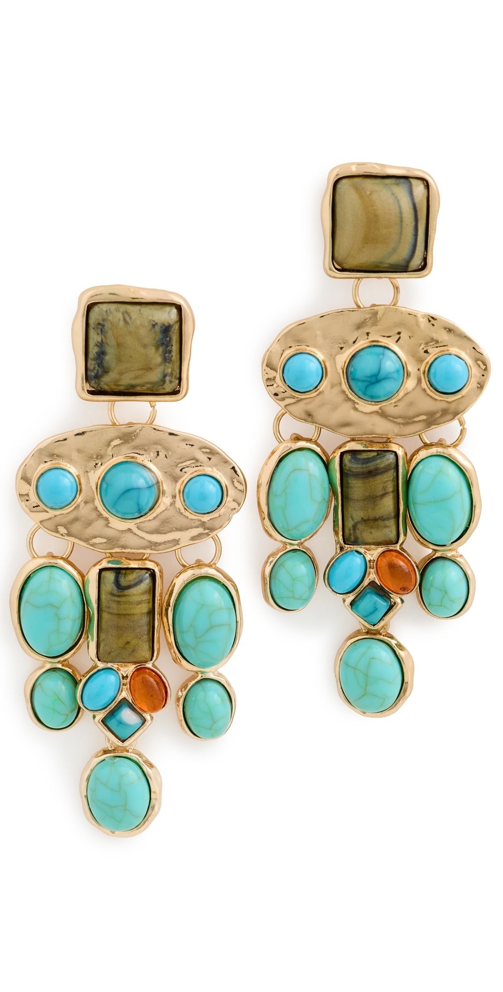 SHASHI Bronco Earrings Gold/Turquoise One Size