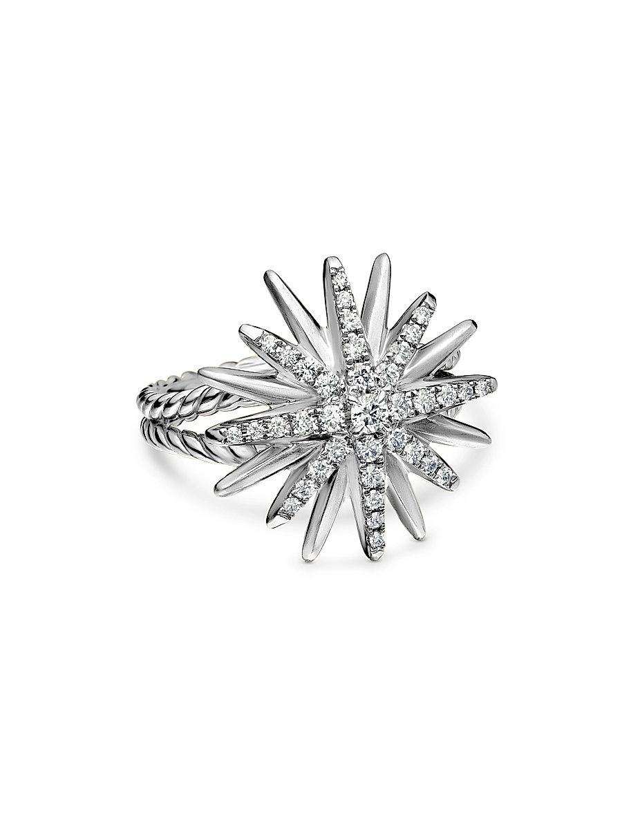 Women's Starburst Ring in Sterling Silver - Silver - Size 7