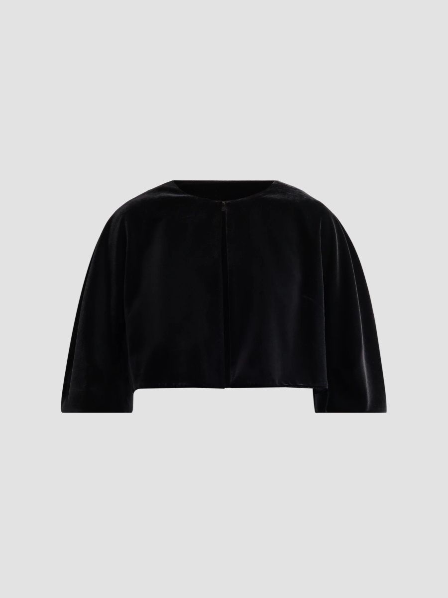 Teri Jon by Rickie Freeman Women's Velvet Bolero Jacket - Black - Size 14
