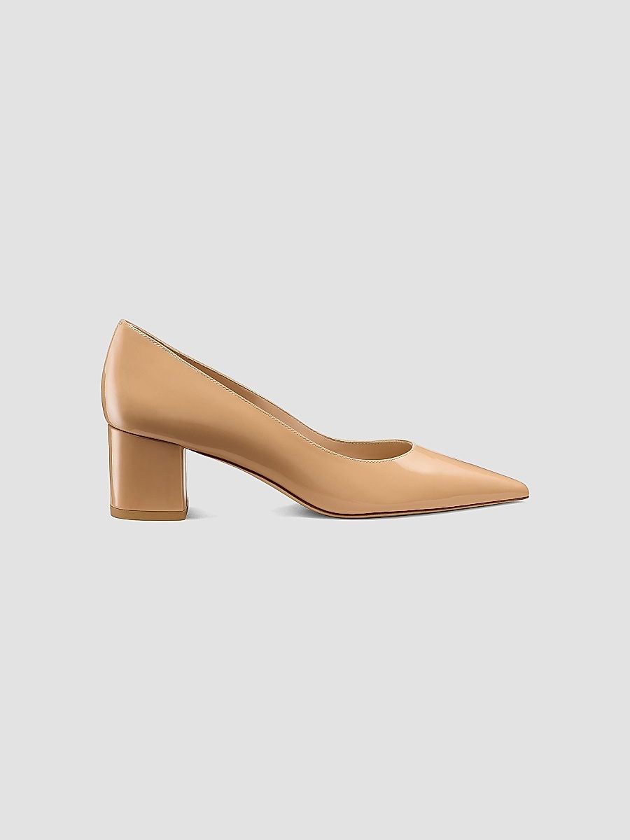 Stuart Weitzman Women's Power 50MM Leather Block-Heel Pumps - Adobe - Size 9