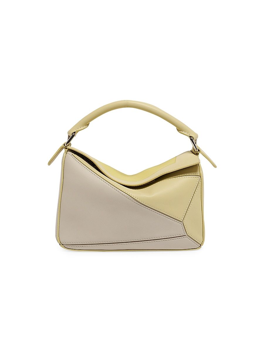 Women's LOEWE x Albers Small Puzzle Leather Top Handle Bag - Grey Blue Pattern