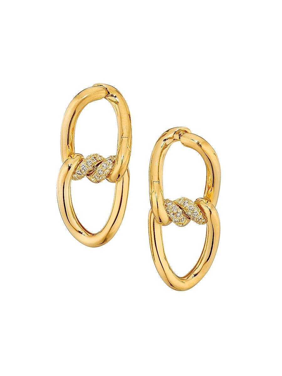 Women's Cialoma 18K Yellow Gold & 0.35 TCW Diamond Small Chain Link Earrings - Yellow Gold