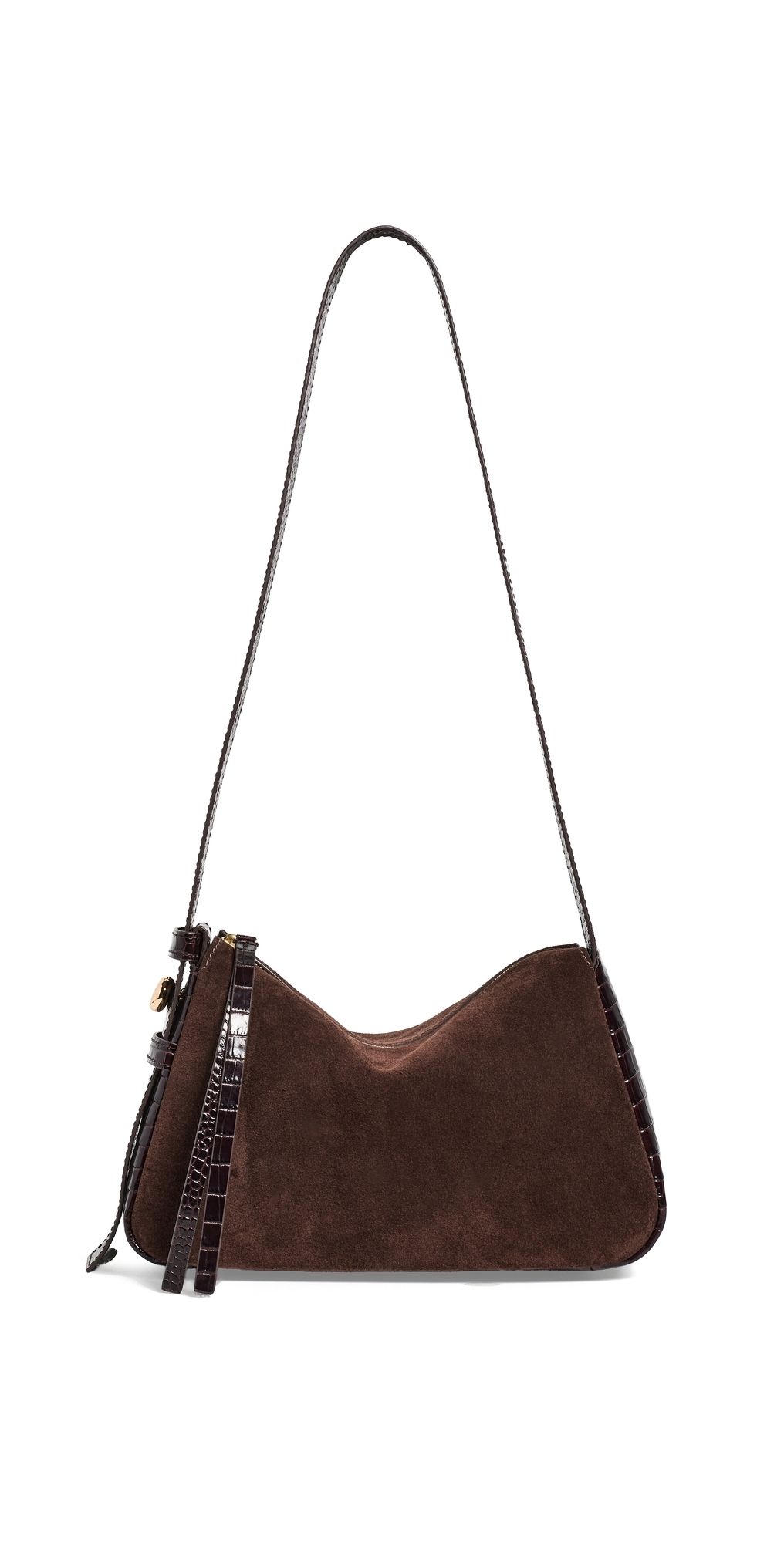 Tory Burch Romy Suede Small Shoulder Bag Dark Cocoa One Size