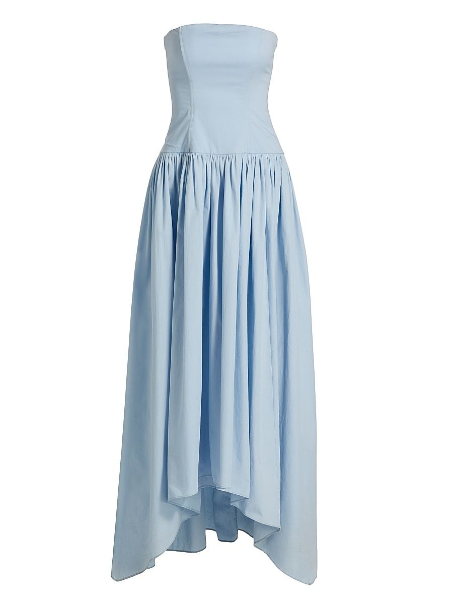 Women's Nayara Poplin Strapless High-Low Dress - Powder Blue - Size Large