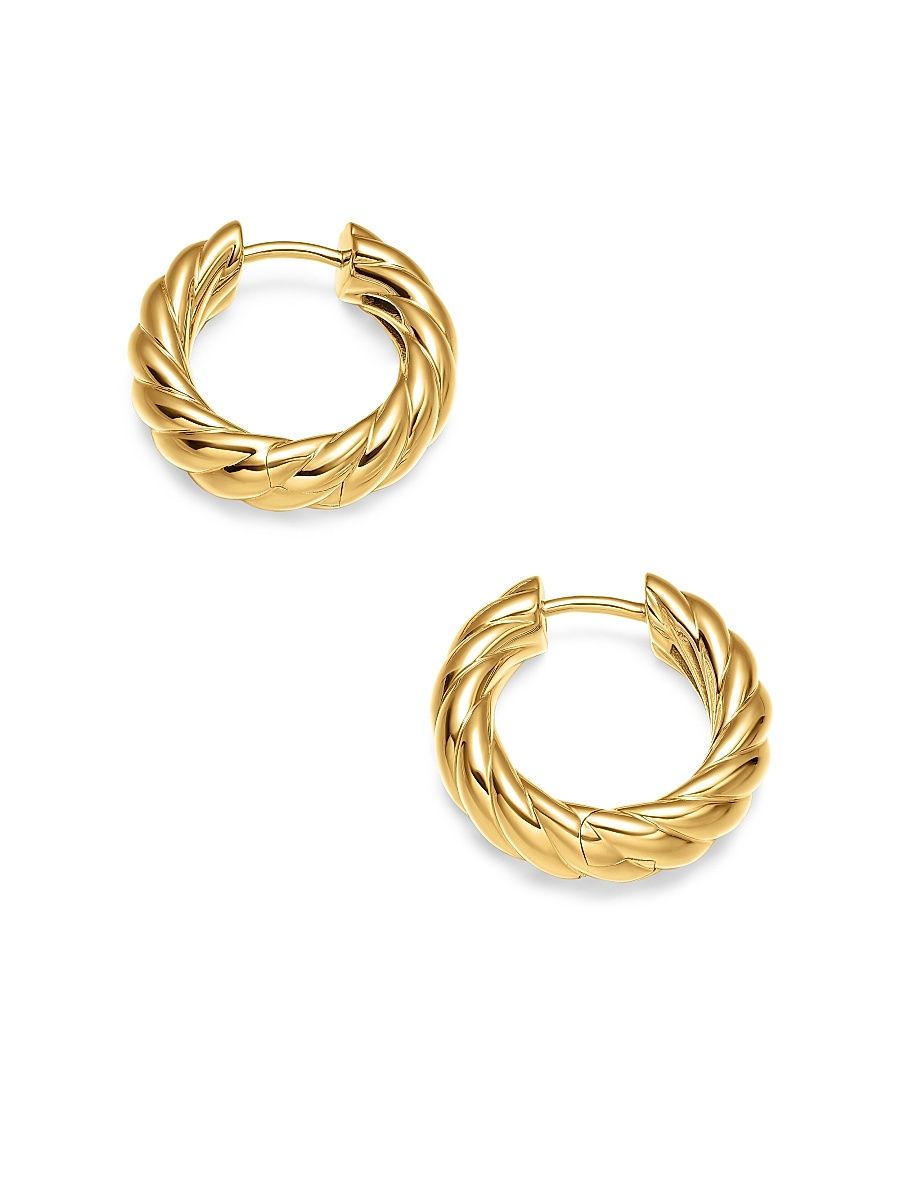 Women's Sculpted Cable Hoop Earrings in 18K Yellow Gold, 18.6MM - Gold
