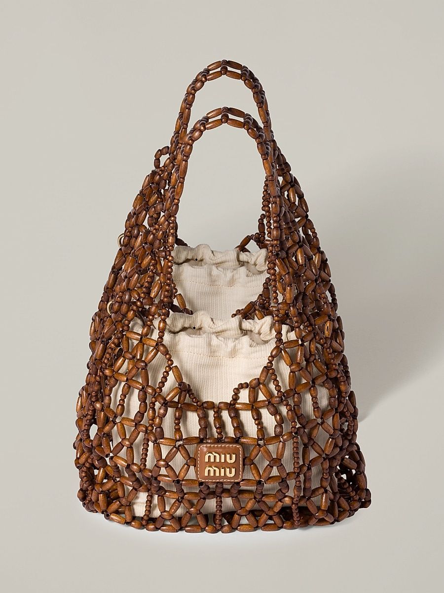 Women's Mesh Top Handle Bag - Dark Brown