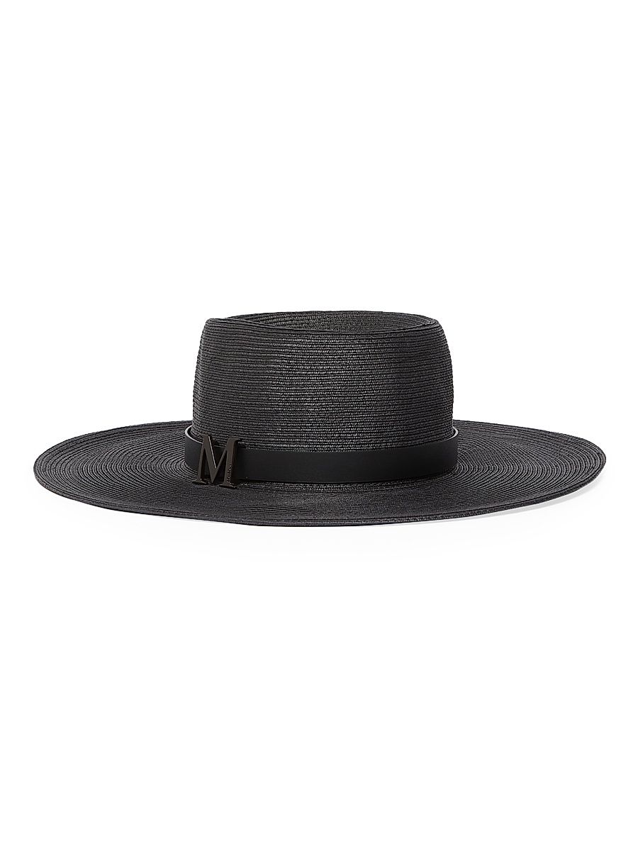 Women's Musette Raffia Hat - Black - Size Medium
