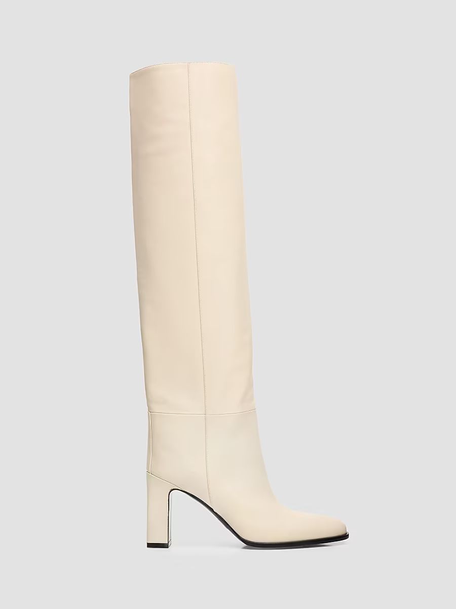 Jimmy Choo Women's Caly 85MM Leather Boots - Bone - Size 7.5