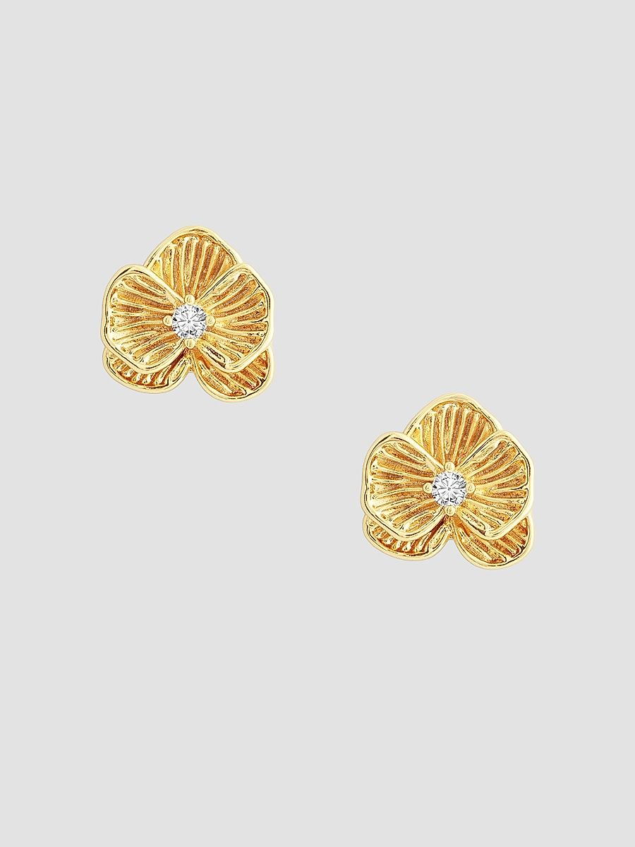 Women's Orchid 18K-Gold-Plated & Cubic Zirconia Stud Earrings - Gold