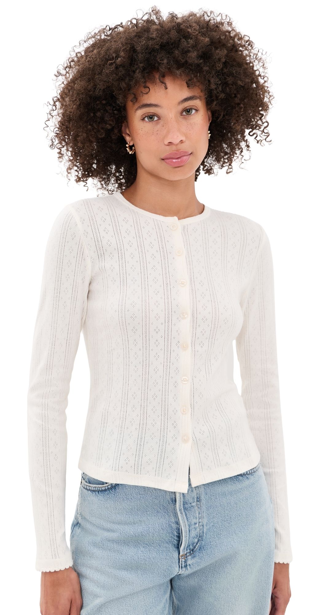 DAZE Stargazer Pointelle Cardigan Cloud Dancer XS
