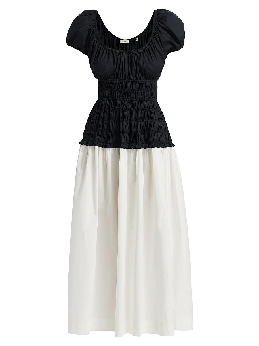 Women's Enya Cotton Midi-Dress - Black With Salt - Size XS