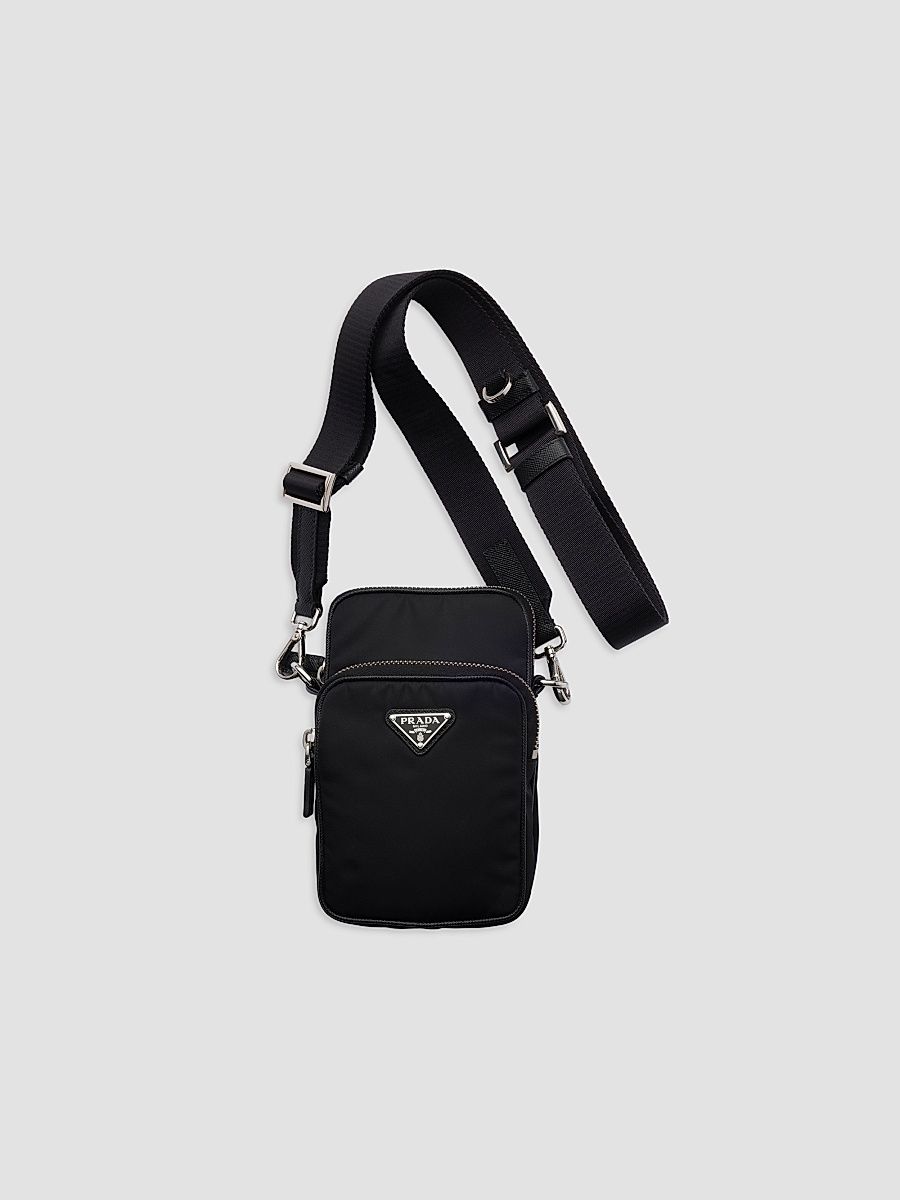 Women's Nylon and Saffiano Leather Smartphone Case - Black