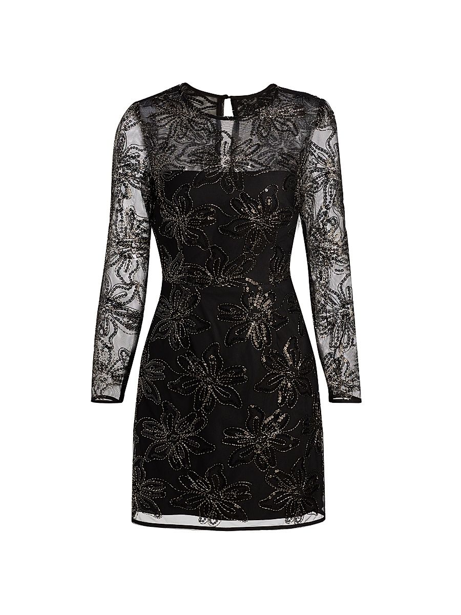 Women's Adele Embroidered-Mesh Minidress - Black - Size 10