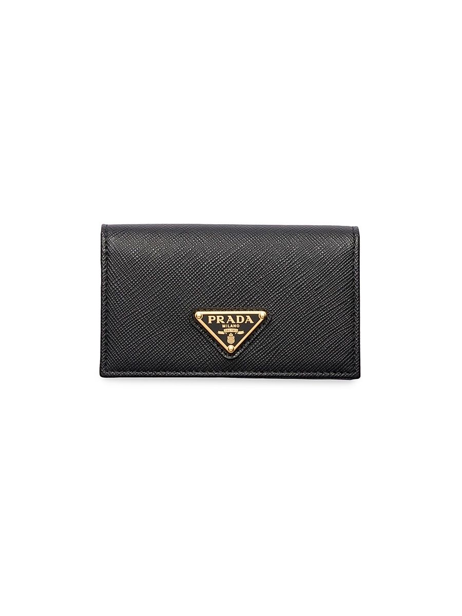 Women's Saffiano Leather Card Holder - Charcoal