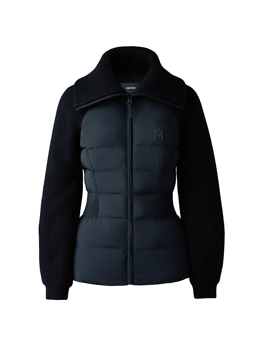 Women's Foxy Down Mixed Media Jacket - Black - Size XS