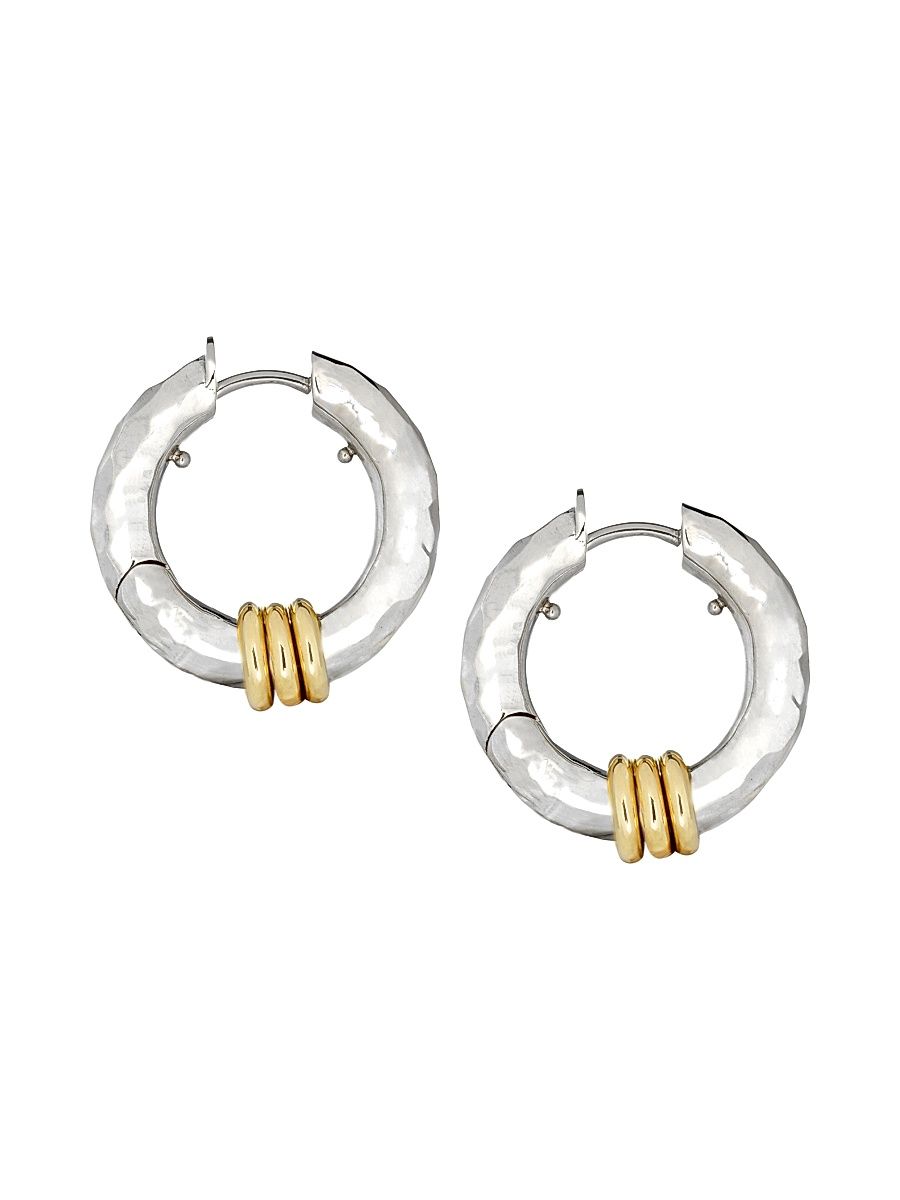 Women's Vulcan Sterling Silver & 18K Yellow Gold Hoop Earrings - Silver