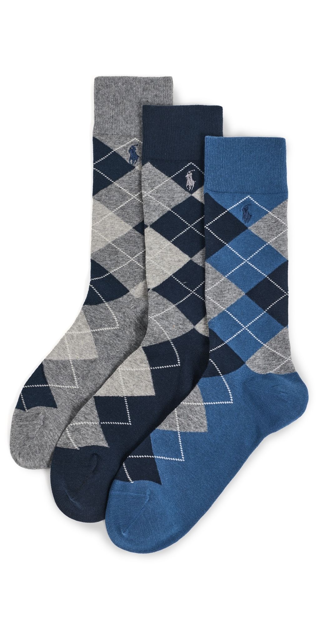 Polo Ralph Lauren Argyle Slack Socks 3 Pack Navy/Grey/Black 10-13