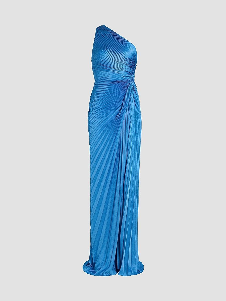 A. L.C. Women's Lara Pleated One-Shoulder Gown - Capri - Size 14