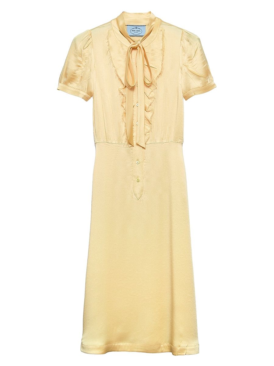 Women's Satin Crepe Dress - Yellow - Size 6