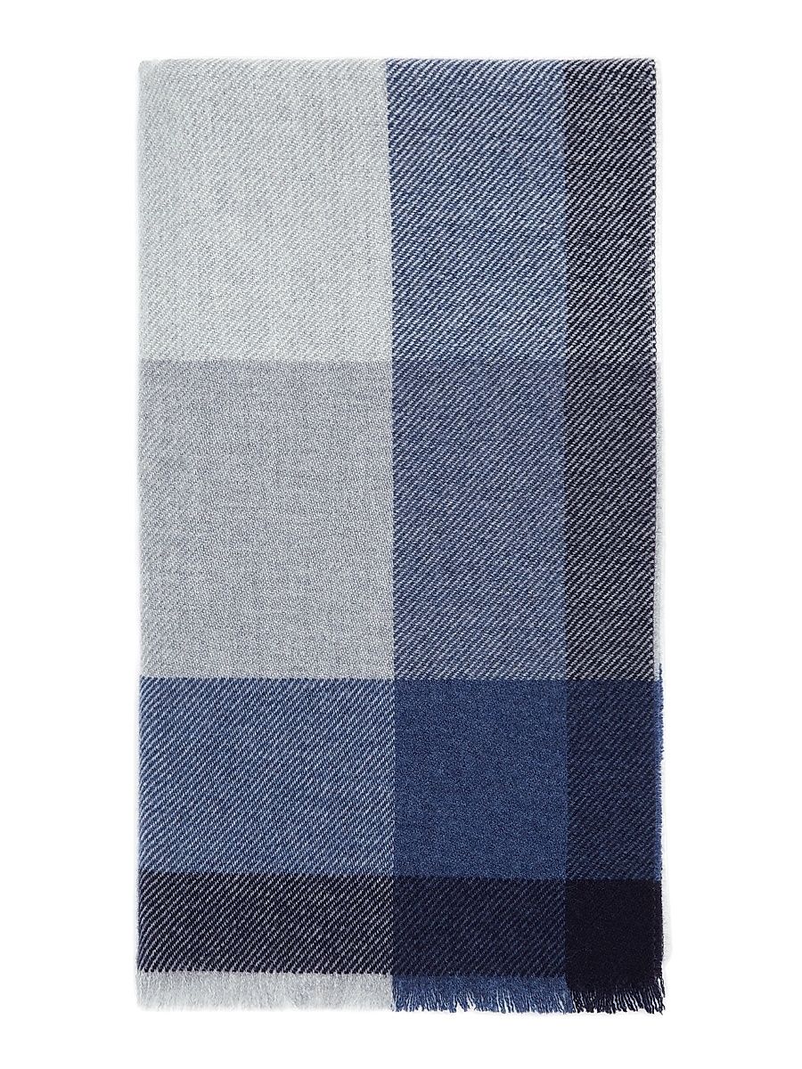 Men's Wool And Cashmere Checked Twill Scarf - Grey