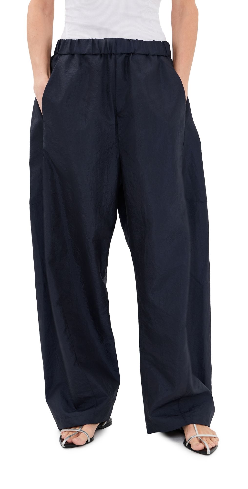 Tibi Crispy Nylon Winslow Petite Pants Navy XL