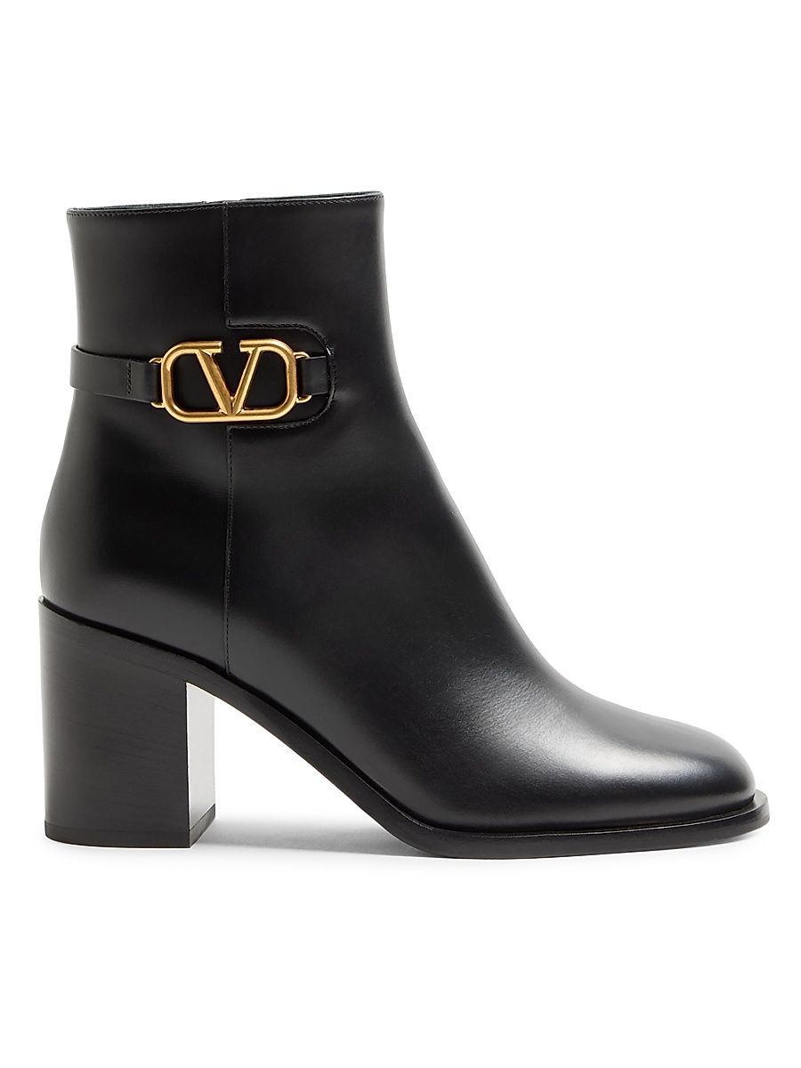 Women's VLogo Signature Calfskin Ankle Boots - Black - Size 9.5