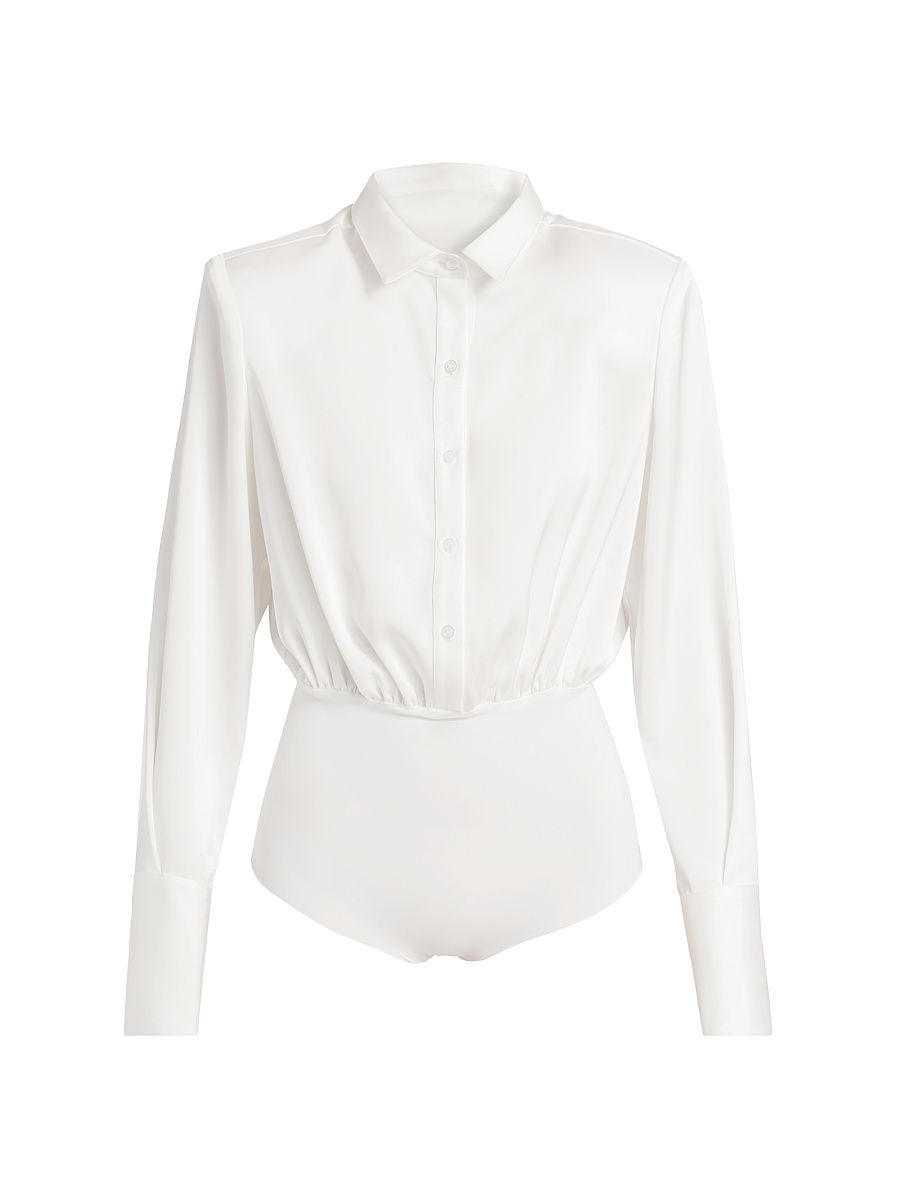 Women's Larissa Blouson Shirt Bodysuit - Ivory - Size Small