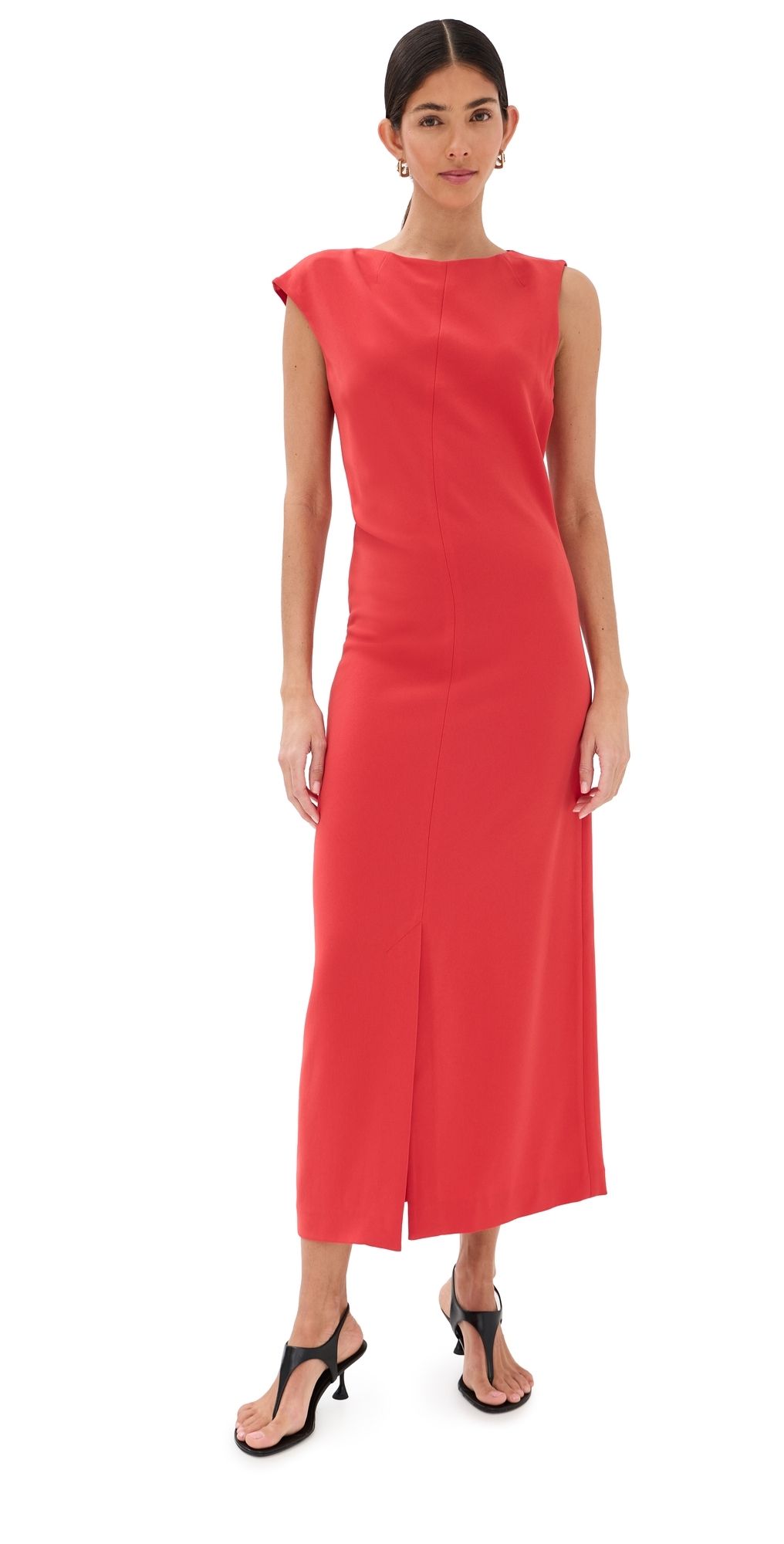 Proenza Schouler Damea Dress in Matte Double Crepe Tomato 6