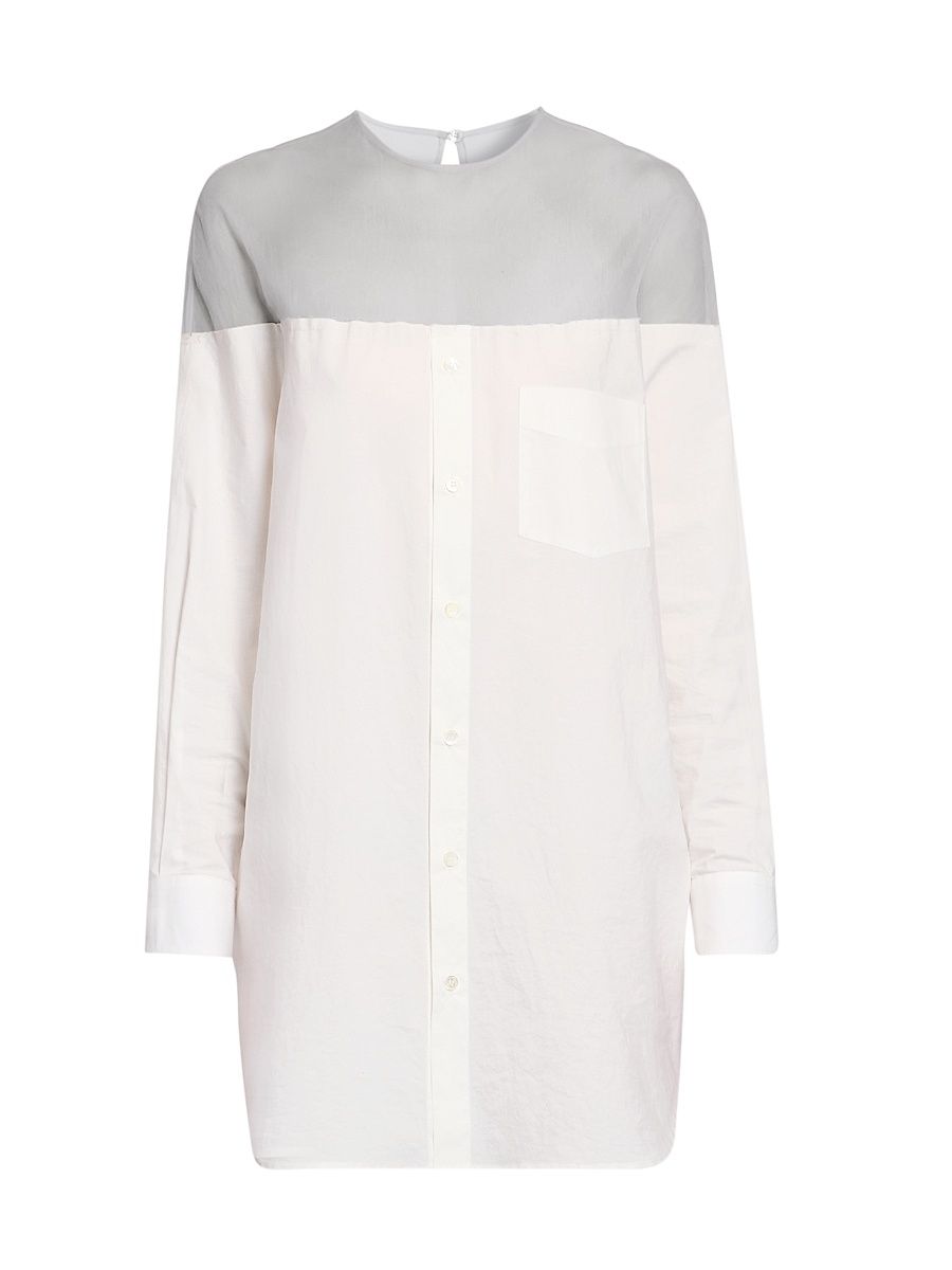 Women's Illusion Oversized Cotton Shirt - Off White - Size 8