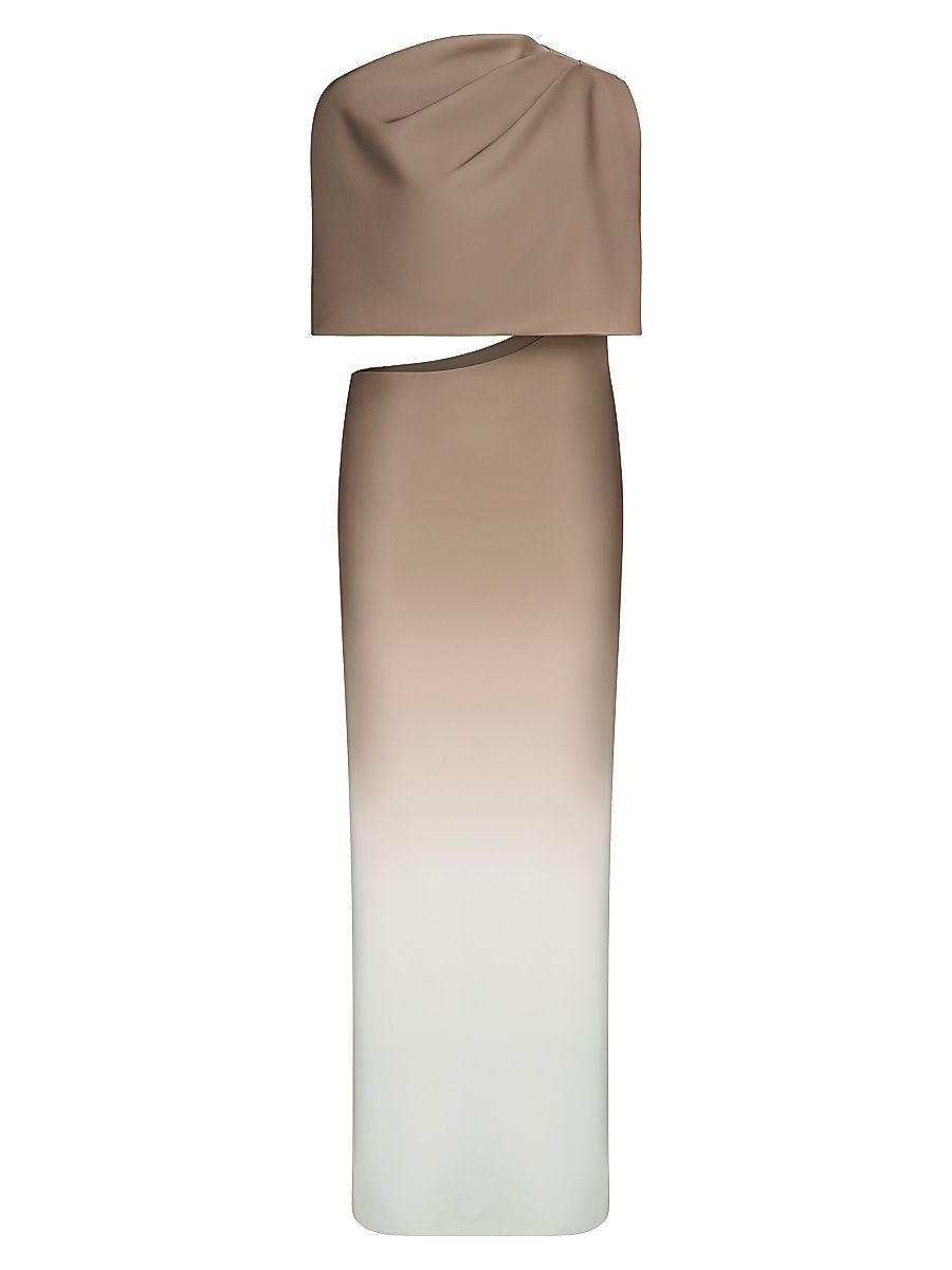 Women's Helens Ombré One-Shoulder Dress - Taupe Ivory - Size 12