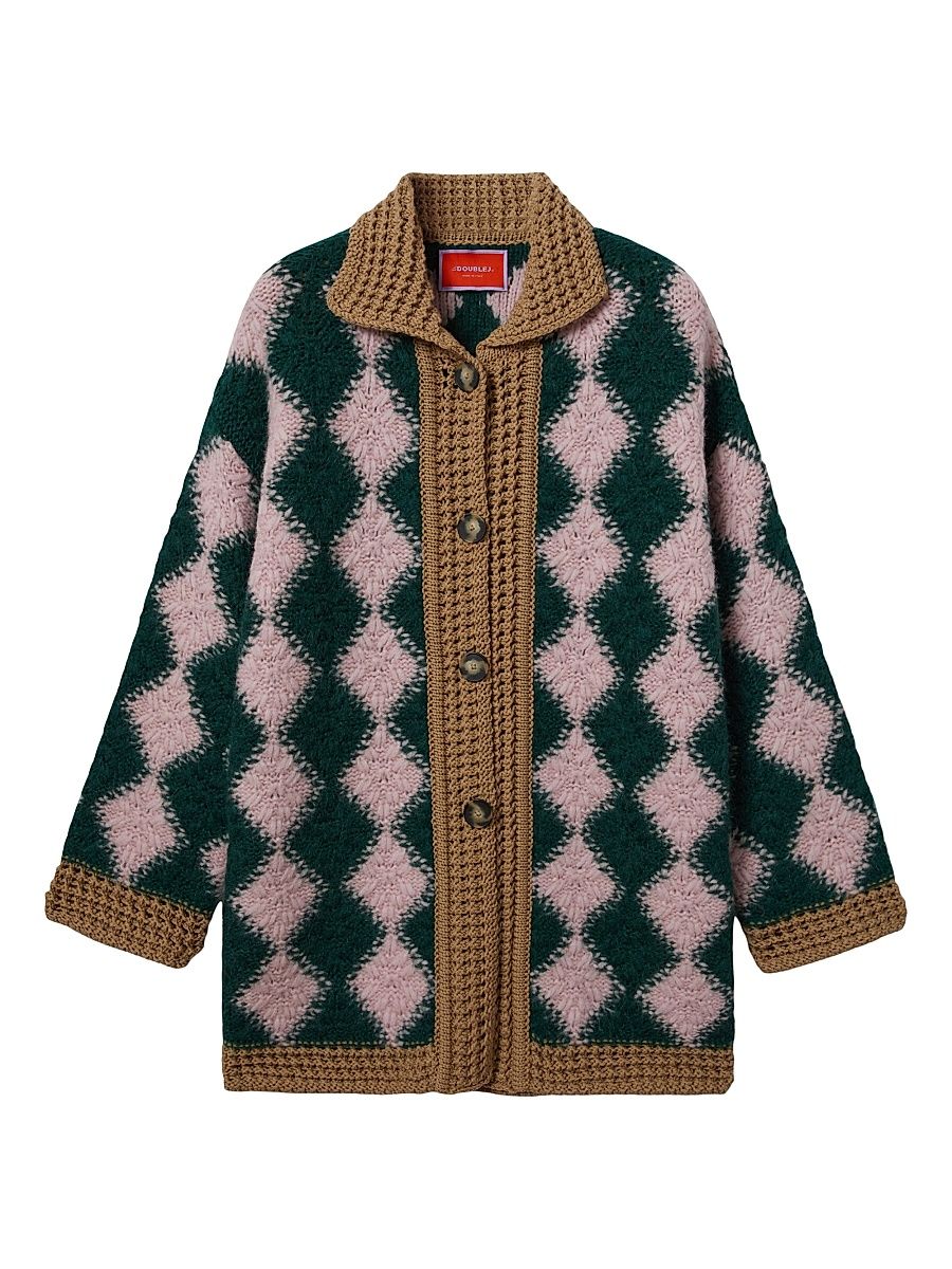 Women's Crochet Bowling Cardigan - Size Large