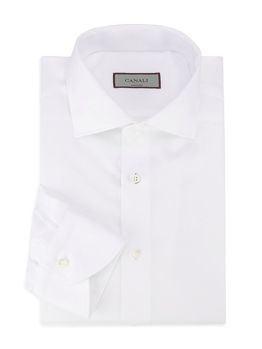 Men's Diagonal Twill Solid Dress Shirt - White - Size 16.5