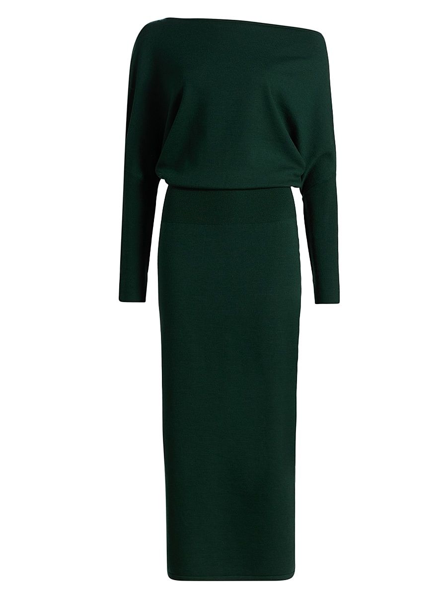 Women's Janese Off-The-Shoulder Midi-Dress - Emerald - Size Small