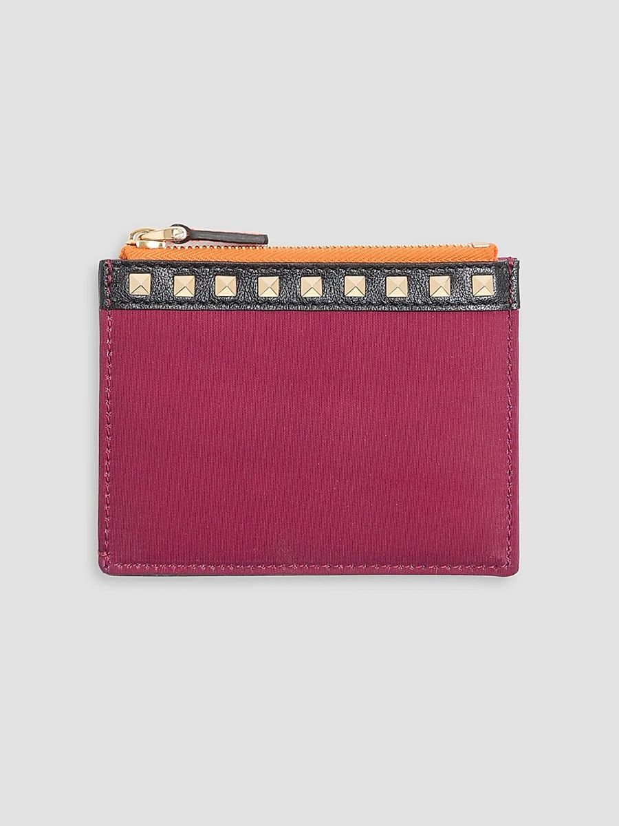 Men's Stud Up Coin Purse and Cardholder in Nylon and Grainy Calfskin - Insolent
