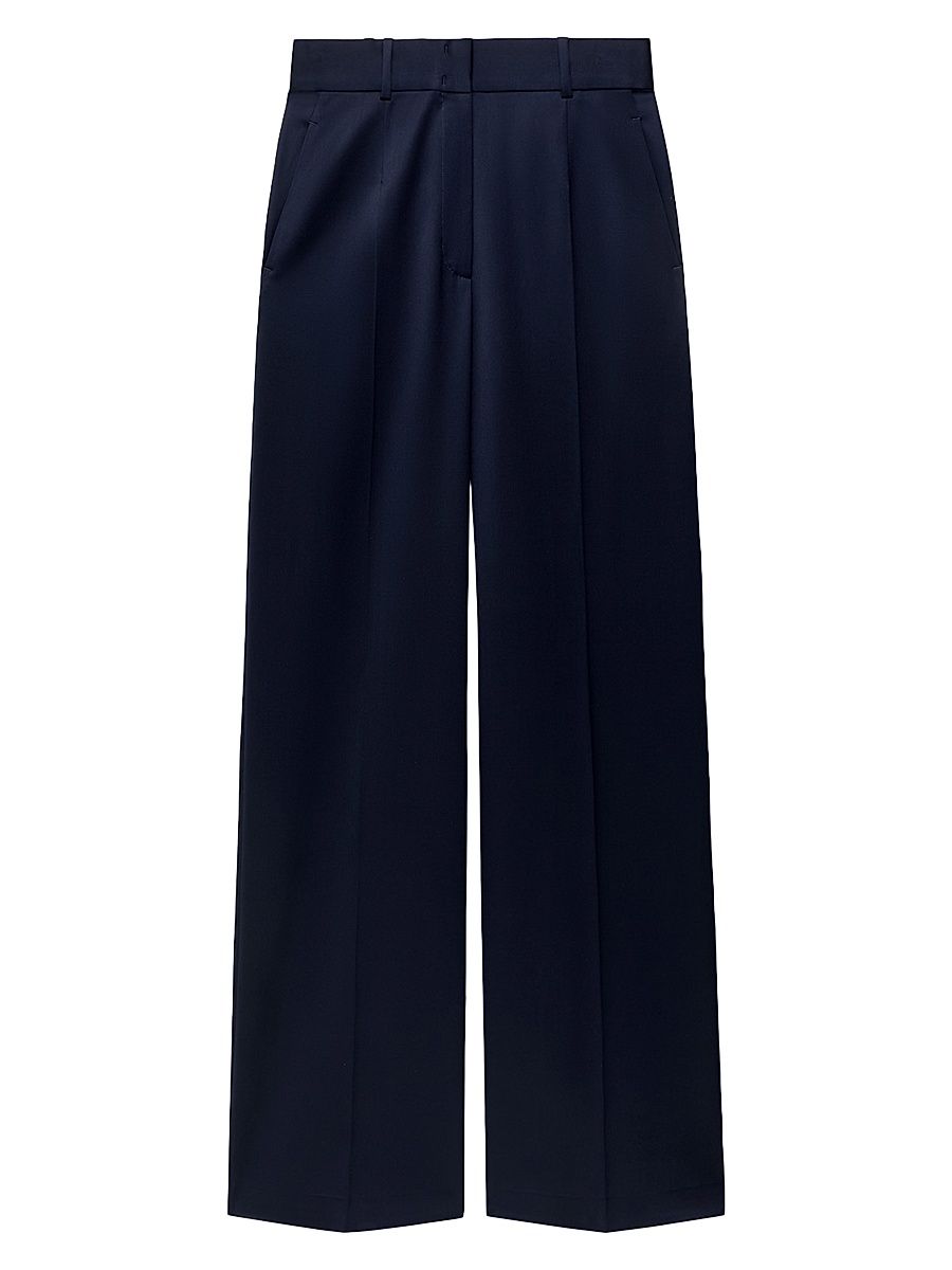 Women's Wide Leg Suit Pants - Navy - Size 18
