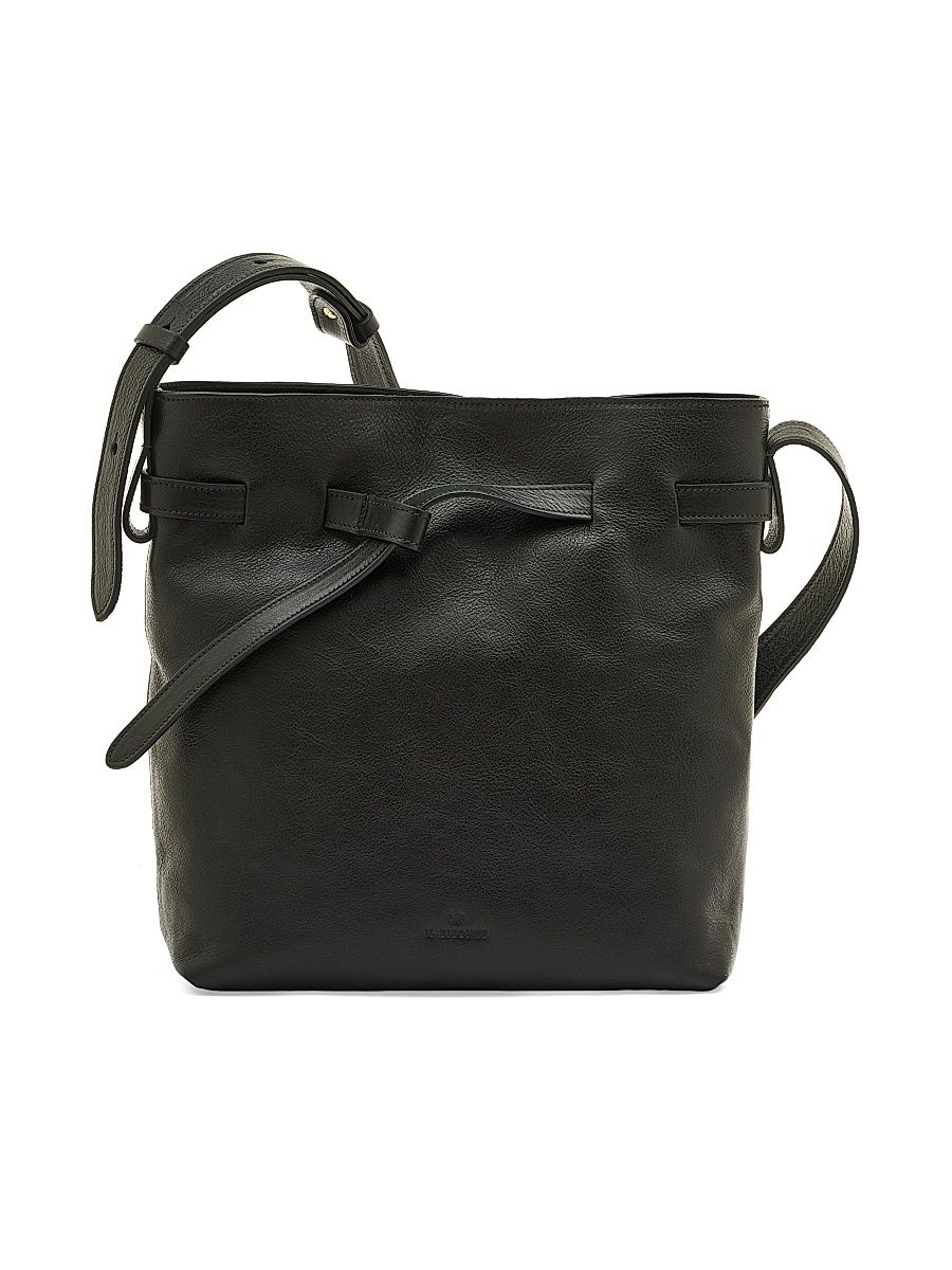Women's Elisa Leather Bucket Bag - Black