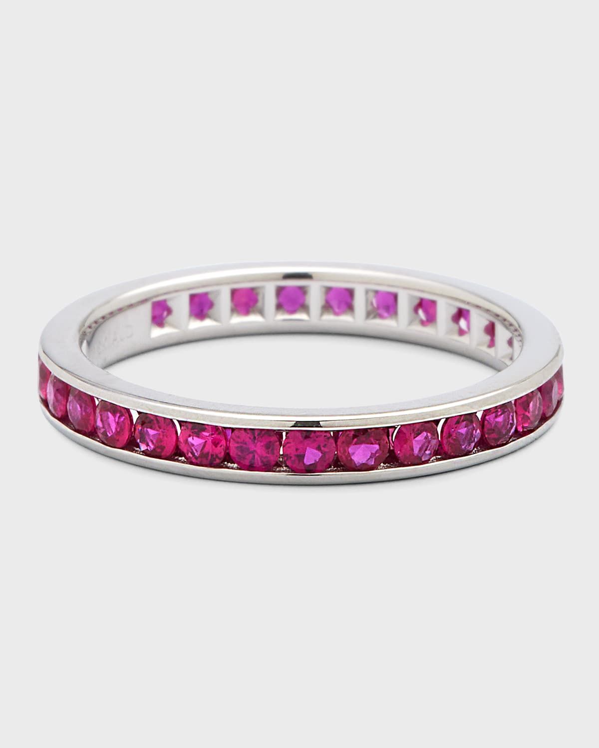 18k White Gold Ruby Eternity Ring, Size 7, 1.50tcw