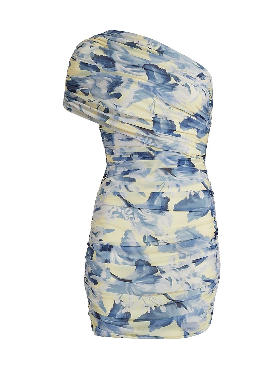 Women's Danai Floral One-Shoulder Minidress - Luna Sky Wildflower - Size 10