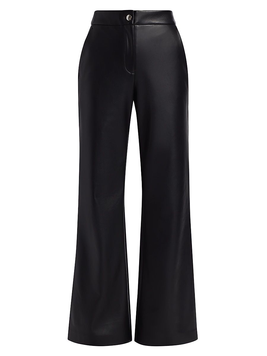 Women's Gaia Flared Faux Leather Pants - Jet - Size 14