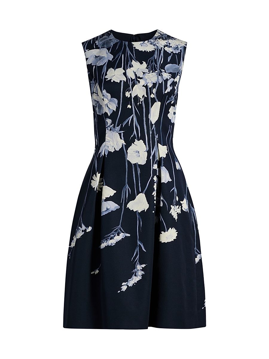 Women's Betsy Floral Faille Fit & Flare Minidress - Navy Multi - Size 12