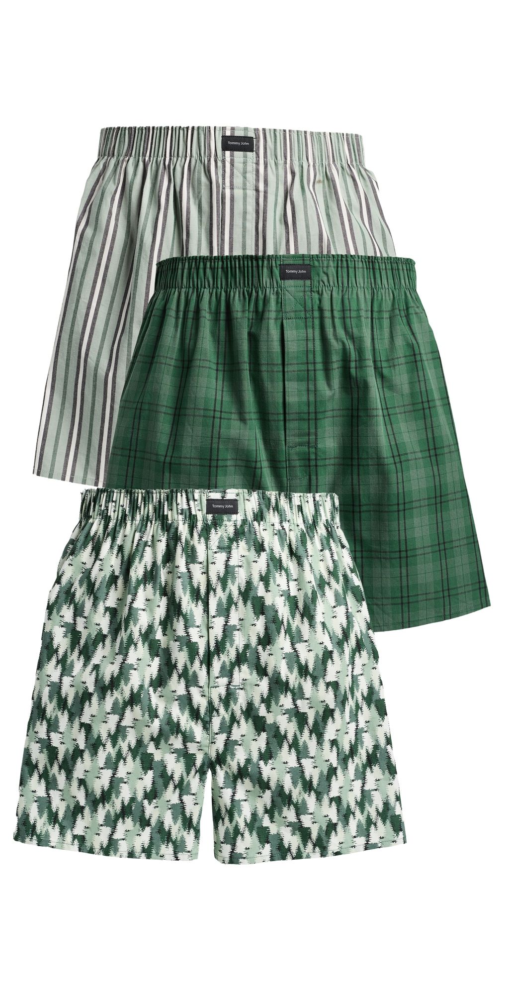 Tommy John Woven Boxer 3 Pack Apres Stripe/Dark Forest/Plaid M