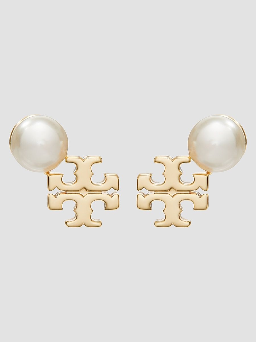 Women's Moondance 18K-Gold-Plated & Imitation Pearl Logo Stud Earrings - Tory Gold Pearl