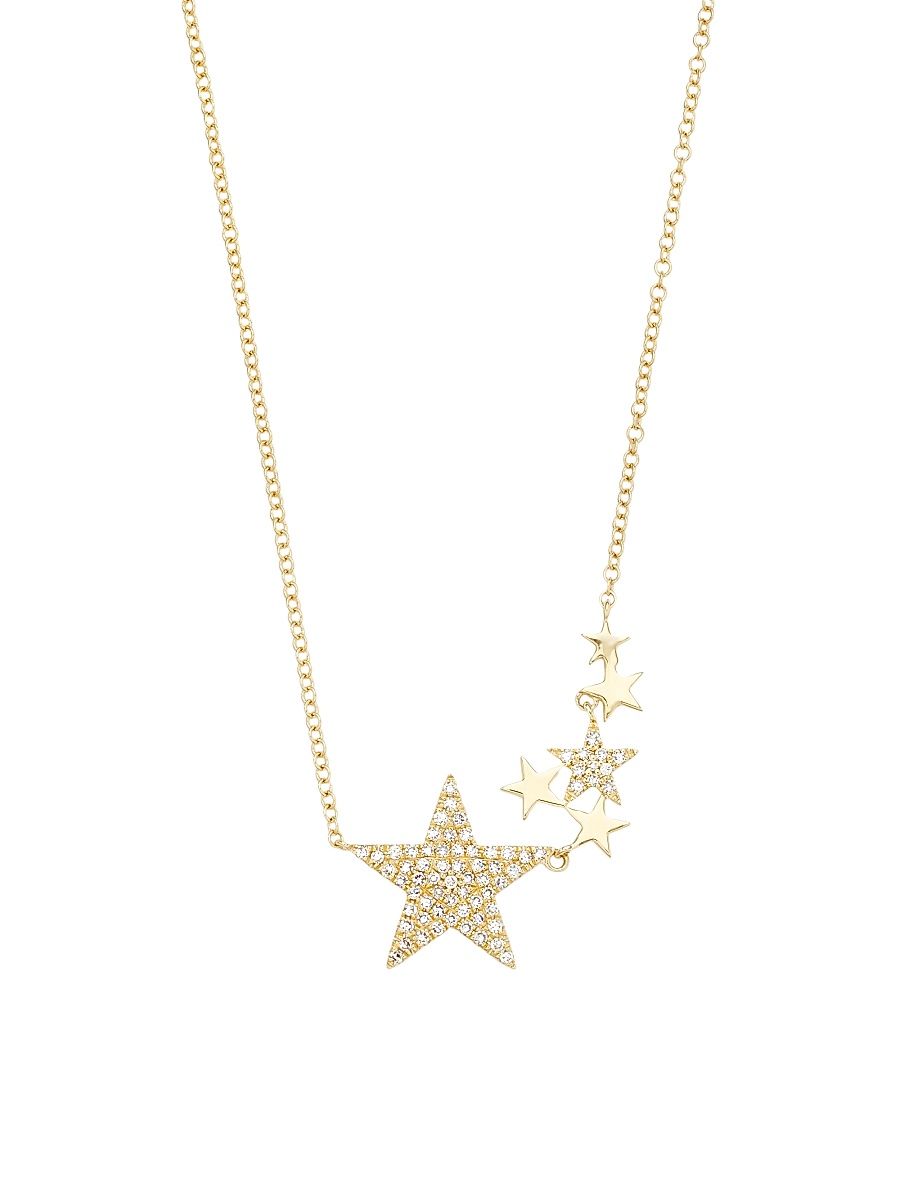 Women's 14K Yellow Gold & 0.18 TCW Diamond Star Pendant Necklace - Yellow Gold