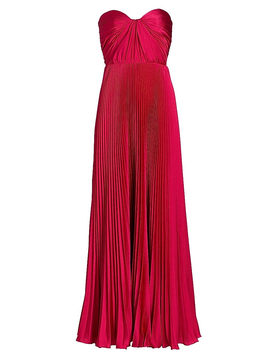 Women's Elia Satin Plissé Gown - Hot Berry - Size XL