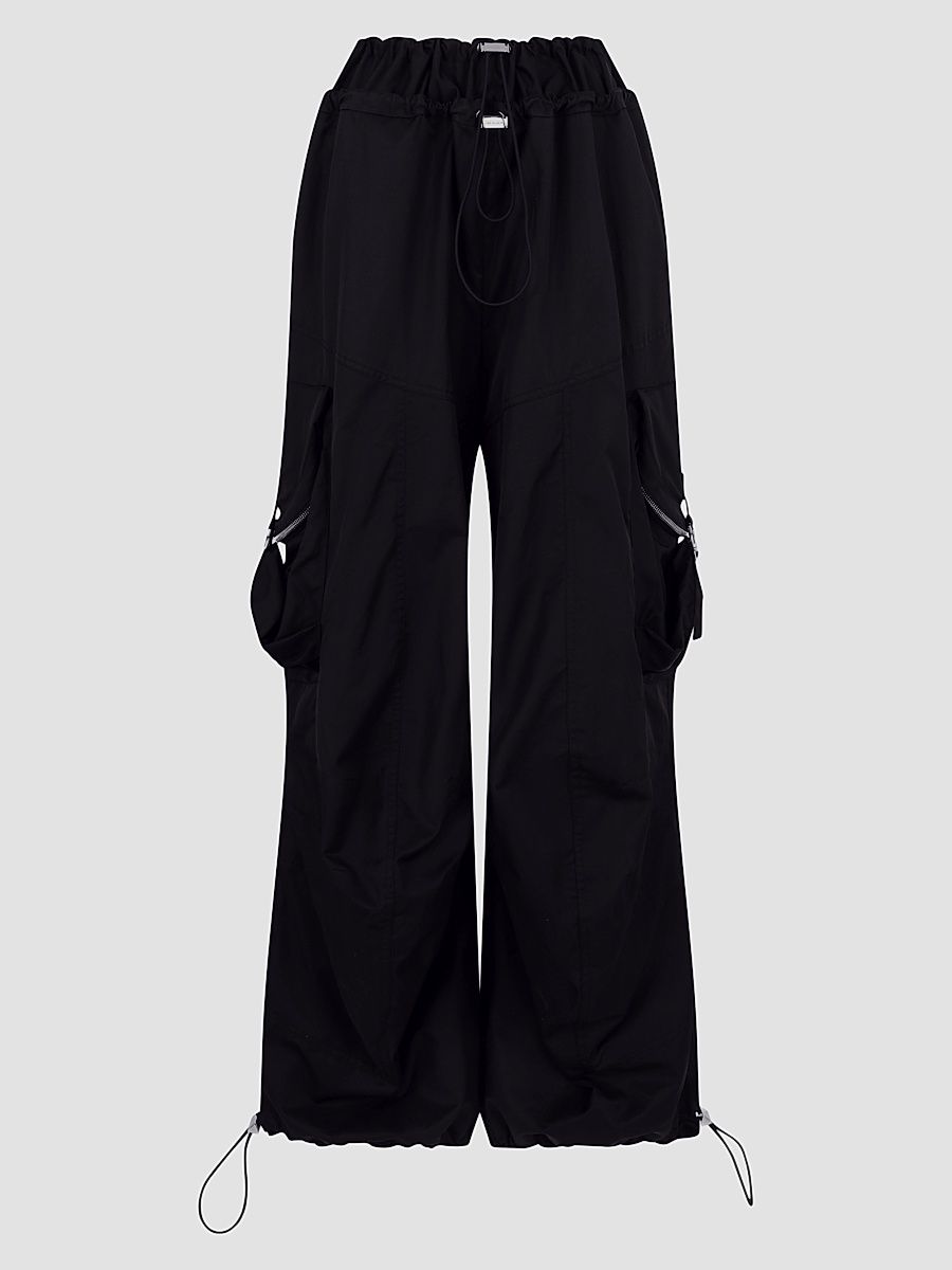 Women's Wide-Leg Drawcord Cargo Pants - Black - Size 8
