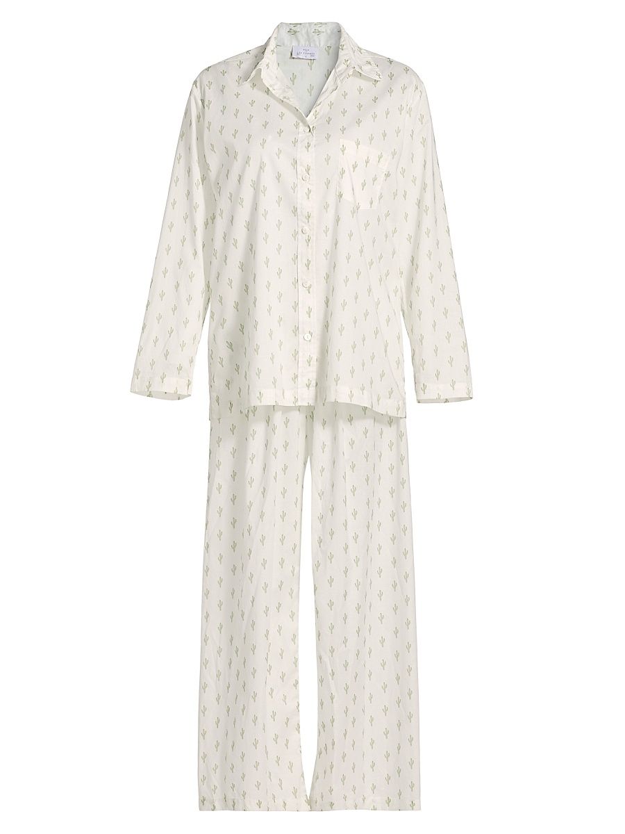 Women's Cactus Cotton Long-Sleeve Pajamas - Cactus - Size Large