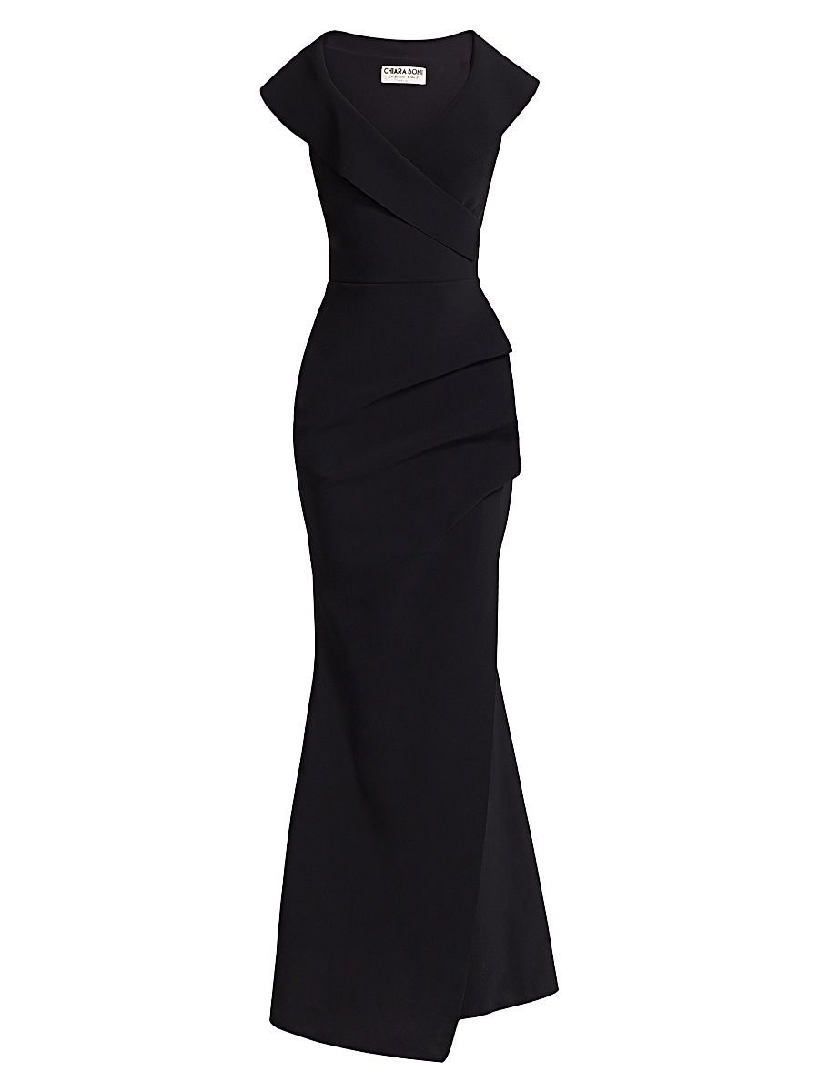 Women's Cocoon Collar Trumpet Gown - Black - Size 16