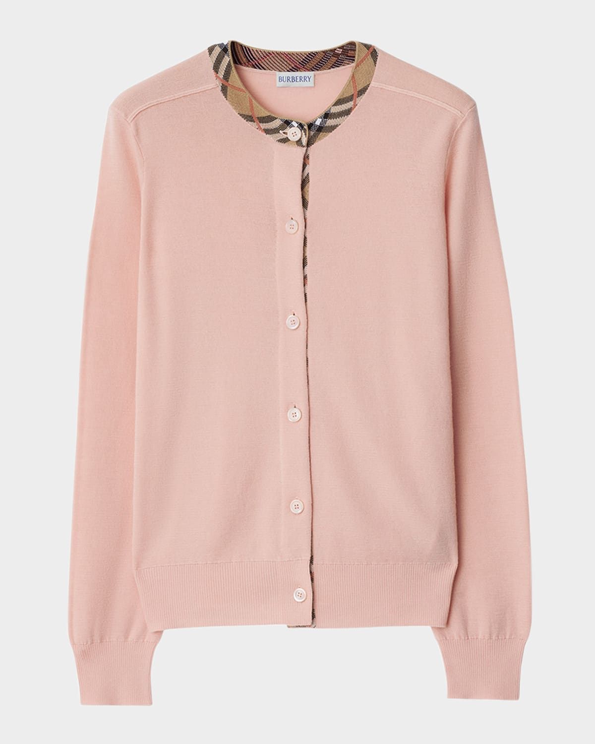 Check Collar Crewneck Cardigan