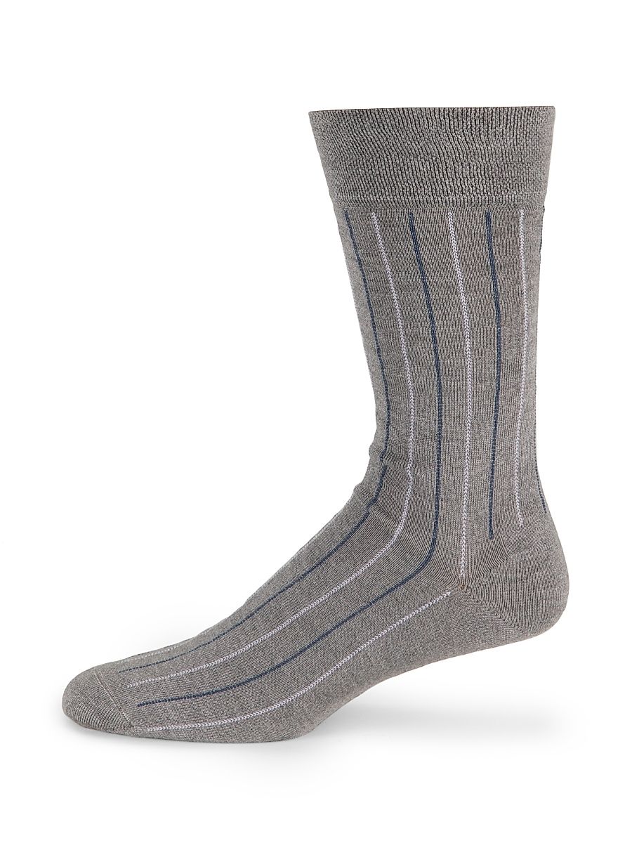 Men's Mousse Of Modal Pinstriped Socks - Silver Grey